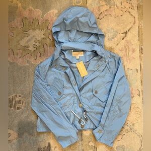 Michael Kors Ocean Light Blue Lightweight Windbreaker Zip Up Jacket